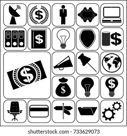 Set of 22 business high quality icons. Collection. Flat design. Vector Illustration.