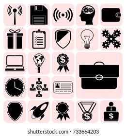 Set of 22 business high quality symbols. Collection. Flat design. Vector Illustration.