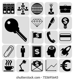 Set of 22 business high quality icons or symbols. Collection. Amazing desing. Vector Illustration.