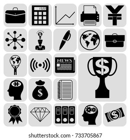 Set of 22 business high quality icons or symbols. Collection. Detailed design. Vector Illustration.