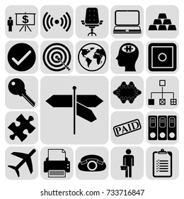 Set of 22 business high quality icons or symbols. Collection. Amazing desing. Vector Illustration.