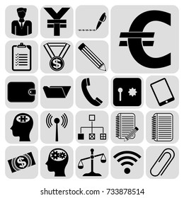 Set of 22 business high quality symbols. Collection. Detailed design. Vector Illustration.