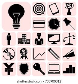 Set of 22 business high quality icons. Collection. Amazing desing. Vector Illustration.