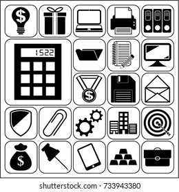 Set of 22 business high quality icons. Collection. Flat design. Vector Illustration.