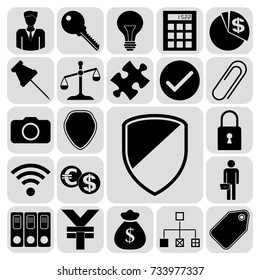 Set of 22 business high quality symbols or icons. Collection. Amazing desing. Vector Illustration.