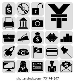 Set of 22 business high quality symbols or icons. Collection. Detailed design. Vector Illustration.