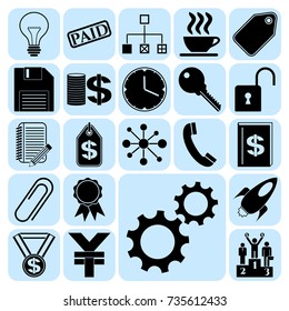 Set of 22 business high quality icons or symbols. Collection. Detailed design. Vector Illustration.