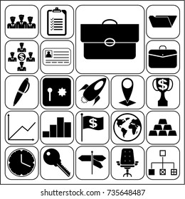 Set of 22 business high quality symbols or icons. Collection. Flat design. Vector Illustration.