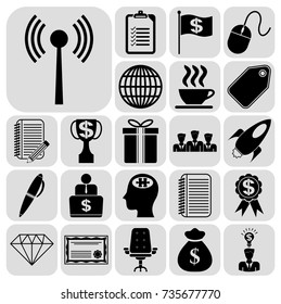 Set of 22 business high quality icons or symbols. Collection. Amazing desing. Vector Illustration.