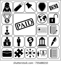 Set of 22 business high quality symbols. Collection. Detailed design. Vector Illustration.