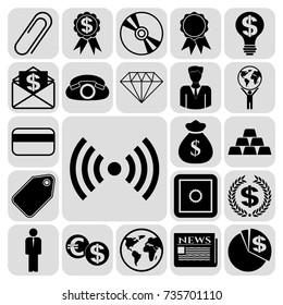 Set of 22 business high quality symbols. Collection. Detailed design. Vector Illustration.