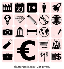 Set of 22 business high quality symbols. Collection. Detailed design. Vector Illustration.