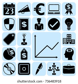Set of 22 business high quality symbols or icons. Collection. Detailed design. Vector Illustration.