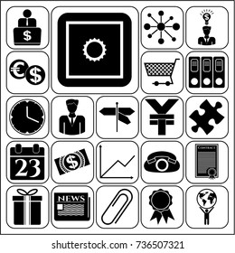 Set of 22 business high quality icons or symbols. Collection. Detailed design. Vector Illustration.
