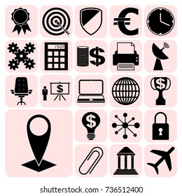 Set of 22 business high quality icons. Collection. Flat design. Vector Illustration.