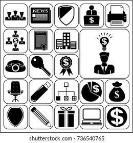 Set of 22 business high quality icons or symbols. Collection. Detailed design. Vector Illustration.
