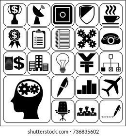 Set of 22 business high quality symbols. Collection. Flat design. Vector Illustration.