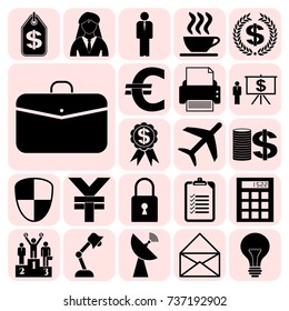 Set of 22 business high quality icons. Collection. Flat design. Vector Illustration.