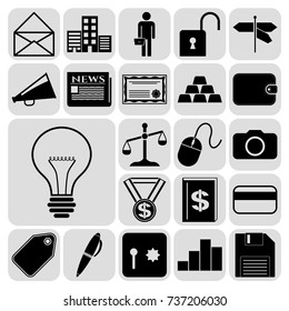 Set of 22 business high quality symbols or icons. Collection. Detailed design. Vector Illustration.