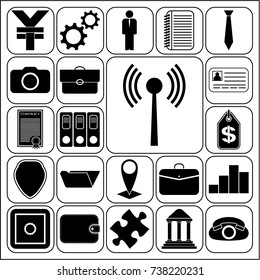 Set of 22 business high quality symbols. Collection. Flat design. Vector Illustration.
