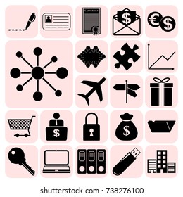 Set of 22 business high quality icons. Collection. Detailed design. Vector Illustration.