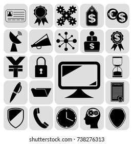 Set of 22 business high quality symbols or icons. Collection. Amazing desing. Vector Illustration.