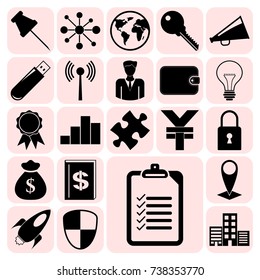 Set of 22 business high quality icons. Collection. Amazing desing. Vector Illustration.