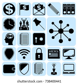 Set of 22 business high quality symbols. Collection. Detailed design. Vector Illustration.