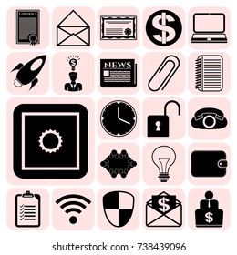 Set of 22 business high quality symbols. Collection. Detailed design. Vector Illustration.
