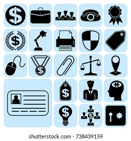 Set of 22 business high quality symbols or icons. Collection. Detailed design. Vector Illustration.