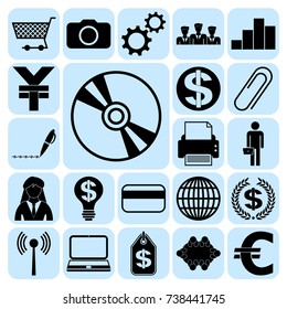 Set of 22 business high quality icons. Collection. Amazing desing. Vector Illustration.