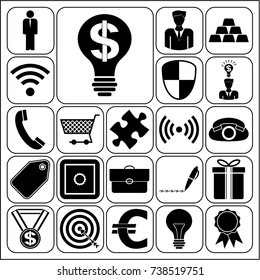 Set of 22 business high quality symbols. Collection. Detailed design. Vector Illustration.