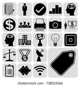 Set of 22 business high quality symbols or icons. Collection. Amazing desing. Vector Illustration.