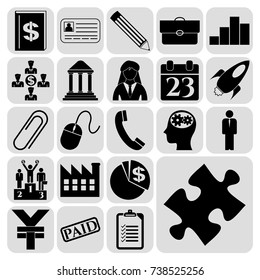 Set of 22 business high quality symbols or icons. Collection. Detailed design. Vector Illustration.