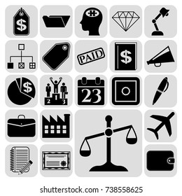Set of 22 business high quality symbols or icons. Collection. Detailed design. Vector Illustration.