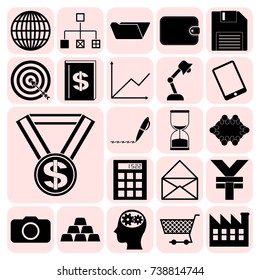 Set of 22 business high quality icons. Collection. Flat design. Vector Illustration.