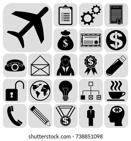 Set of 22 business high quality symbols or icons. Collection. Detailed design. Vector Illustration.