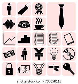 Set of 22 business high quality symbols or icons. Collection. Amazing desing. Vector Illustration.