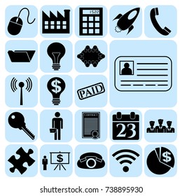 Set of 22 business high quality icons or symbols. Collection. Amazing desing. Vector Illustration.
