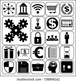 Set of 22 business high quality symbols or icons. Collection. Amazing desing. Vector Illustration.