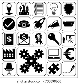 Set of 22 business high quality symbols. Collection. Detailed design. Vector Illustration.