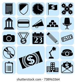 Set of 22 business high quality icons or symbols. Collection. Detailed design. Vector Illustration.
