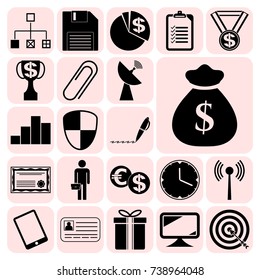 Set of 22 business high quality symbols. Collection. Flat design. Vector Illustration.