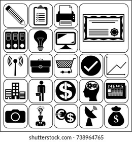 Set of 22 business high quality icons. Collection. Detailed design. Vector Illustration.