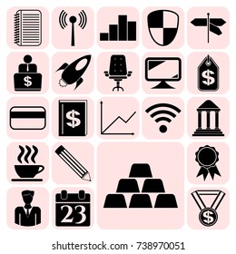 Set of 22 business high quality icons. Collection. Detailed design. Vector Illustration.