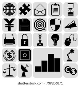 Set of 22 business high quality icons. Collection. Flat design. Vector Illustration.