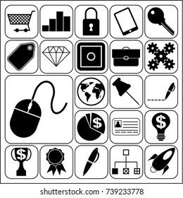 Set of 22 business high quality symbols. Collection. Flat design. Vector Illustration.