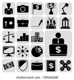 Set of 22 business high quality icons or symbols. Collection. Amazing desing. Vector Illustration.