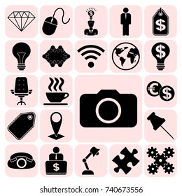 Set of 22 business high quality icons. Collection. Flat design. Vector Illustration.