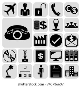 Set of 22 business high quality icons or symbols. Collection. Detailed design. Vector Illustration.